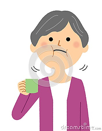 Illustration of an elderly woman gargle Vector Illustration