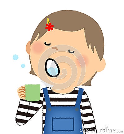 Illustration of a girl gargle Vector Illustration