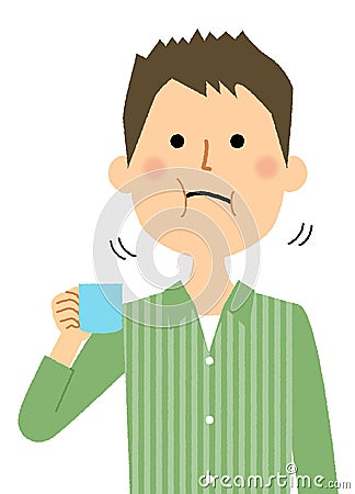 Illustration of a young man gargle Vector Illustration