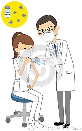 Vaccinated nurse Cartoon Illustration