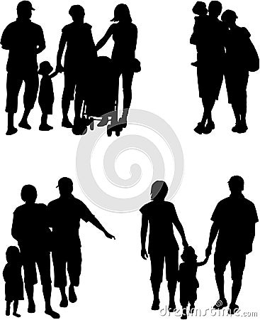 Family silhouette - Illustration Vector Illustration