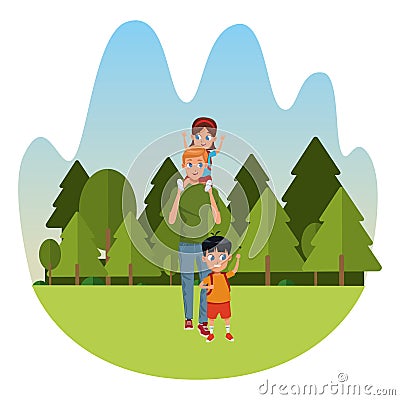 Family single father with kid Vector Illustration