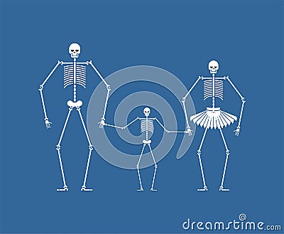 Family skeleton. Dad mom and child. Dead family. Vector illustration Vector Illustration