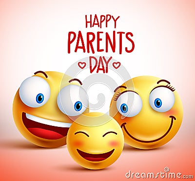 Family of smiley faces vector characters for happy parents day Vector Illustration