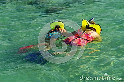 Family snorkling Stock Photo