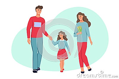 Family in spring clothes. Vector Illustration