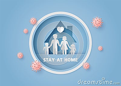 Stay home during the corona-virus epidemic Vector Illustration