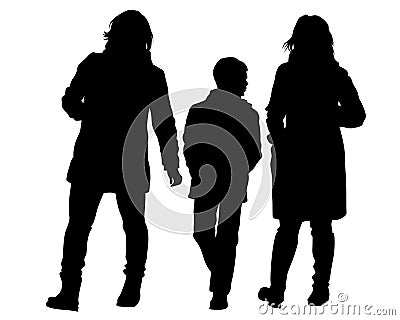 Family street three Vector Illustration