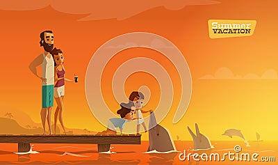 Family summer vacation Vector Illustration