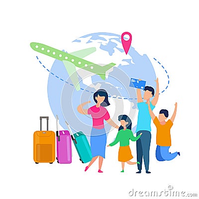 Family Summer Vacation Travel Flat Vector Concept Vector Illustration