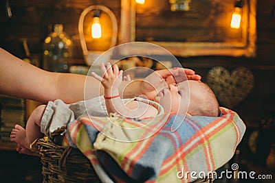 We are family. Sweet little baby. New life and baby birth. Childhood and happiness. Portrait of happy little child Stock Photo