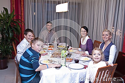 Family table dinner Stock Photo