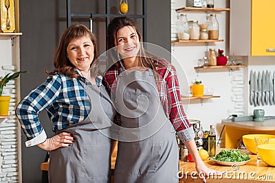 Family team cooking hobby kitchen leisure Stock Photo
