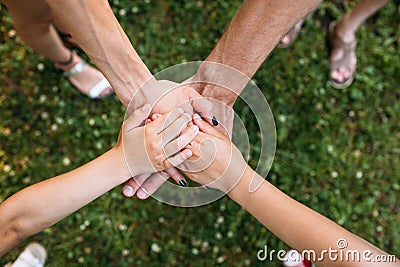 Family team spirit protect nature concept Stock Photo