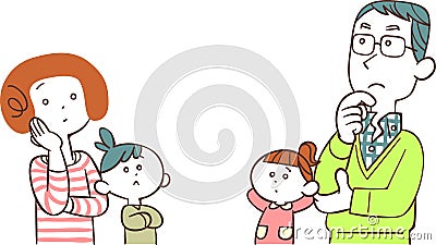 Family thinking face to face Vector Illustration