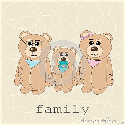 Family of three bears Vector Illustration
