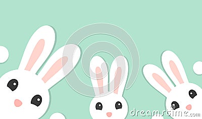 The family of three cute white bunnies, Easter card Vector Illustration