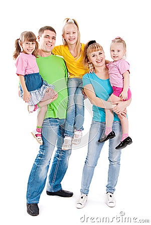 Family with three daughters Stock Photo