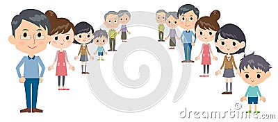 Family three generations depth Vector Illustration