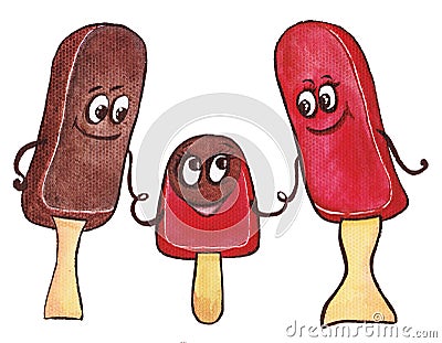 A family of three ice creams. Stock Photo