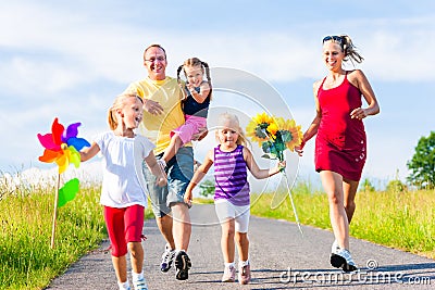 Family with three kids Stock Photo