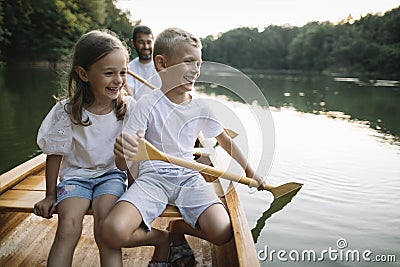 Family time on the lake Stock Photo