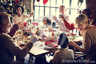 Family Together Christmas Celebration Concept Stock Photo