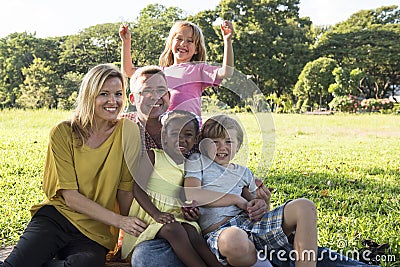 Family Togetherness Relaxation Outdoors Concept Stock Photo