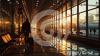Family Togetherness Takes Flight Exciting Airport Adventures on Our Journey Stock Photo