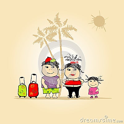 Family travel, summer holiday Vector Illustration