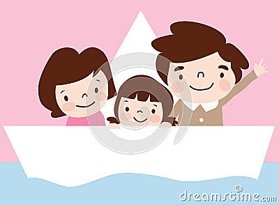 A family travels in ship Vector Illustration