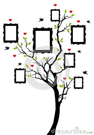 Family tree with frames, vector Vector Illustration