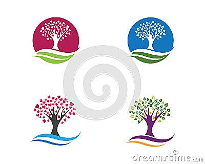 family tree logo template Cartoon Illustration