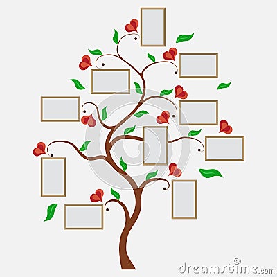 Family tree, photos within the seven, grandparents` parents and Stock Photo