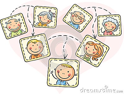 Family tree in pictures Vector Illustration