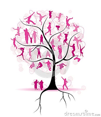 Family tree, relatives, people silhouettes Vector Illustration