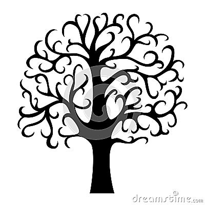 Family tree silhouette. Life tree. Vector illustration isolated Vector Illustration