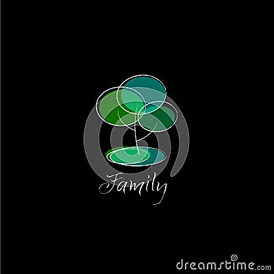 Family tree symbol. Geometric abstract tree logo. Transparent shapes and lines drawing. Vector Illustration
