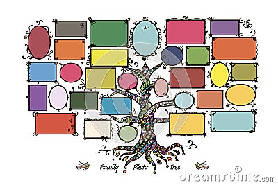 Family tree template with picture frames Vector Illustration