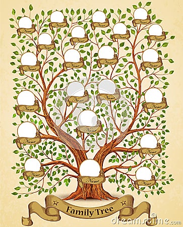 Family Tree template vintage vector Vector Illustration