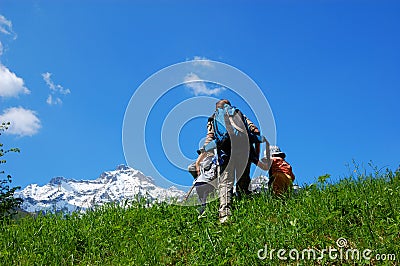 Family trekking Stock Photo