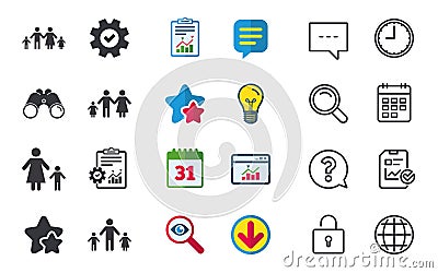 Family with two children sign. Parents and kids. Vector Illustration