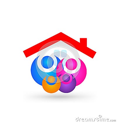 Family under a roof icon Vector Illustration