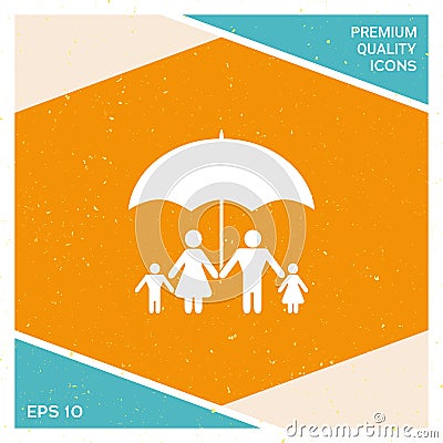 Family under umbrella - Family protect icon Vector Illustration