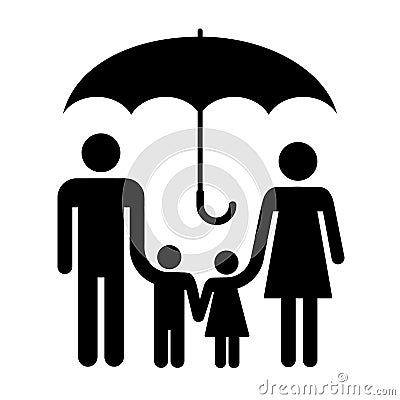 Family under the umbrella icon, concept people lifestyles and relationships in love and safety - vector Vector Illustration