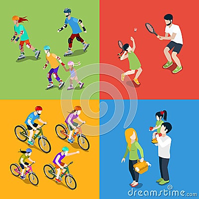 Family urban young people parents parenting outdoo Vector Illustration