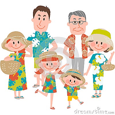 A family vacation on the beachfront Vector Illustration