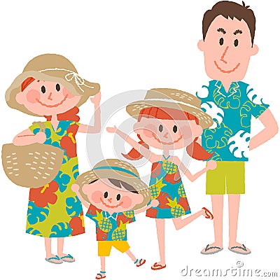 A family vacation on the beachfront Vector Illustration