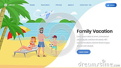 Family vacation landing page vector template Vector Illustration