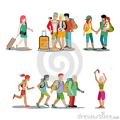 Family vacation people icon set holiday web vector Vector Illustration